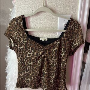 Brandy Melville Brown Leopard Crop Top